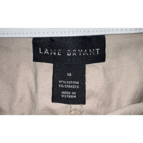 Lane Bryant Women's Beige Cotton/Spandex Shorts Size 16 With Button & Zipper - Picture 3 of 3